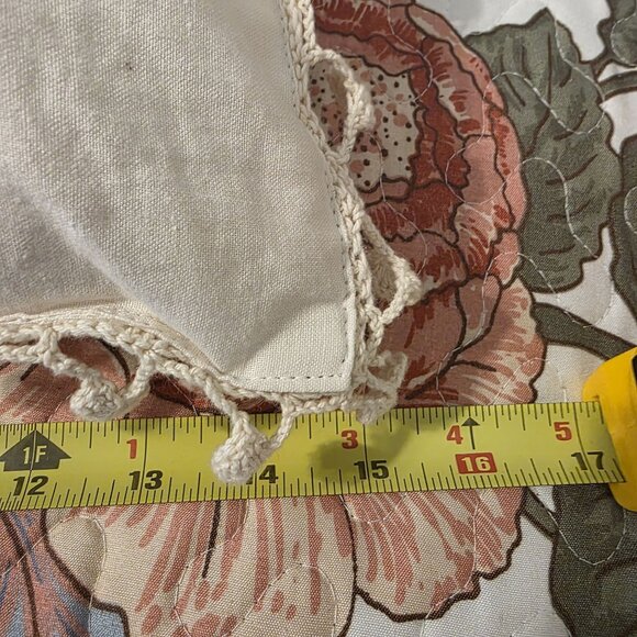 Crochet Lace Macrame Decorative Throw Pillow Cream 15x15 in. Bed Couch Chair - Picture 8 of 8